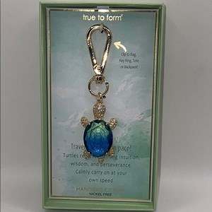 True to Form Turtle Keychain with Blue Gem