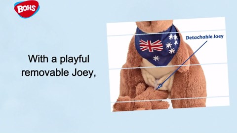 BOHS Plush Kangaroo with Australia Scarf and Removable Joey - Cuddly Soft Stuffed Mom and Baby Animals Toy- 11 Inches