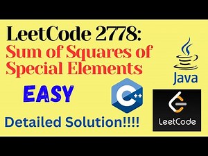 LeetCode 2778 : Sum of Squares of Special Elements || EASY || C++ || JAVA || Detailed Solution