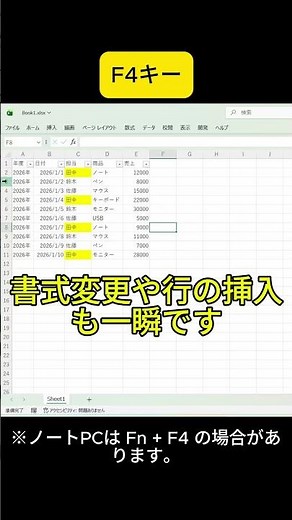 Excel時短｜同じ操作はF4