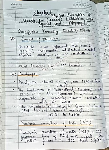 class 12 physical education chapter 4 Physical education and sports for CWSN #shortfeed #notes#viral