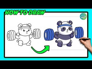 How to Draw Cute Panda Gym | Step-by-Step Tutorial