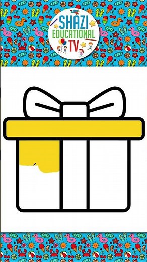 How to draw a gift box step by step | Draw gift box for kids | gift box drawing and Coloring