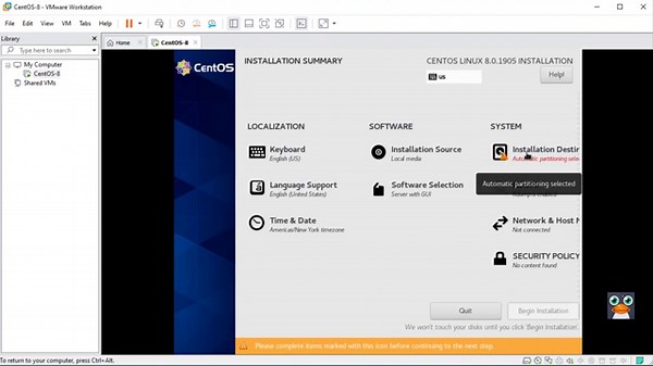 E1 - CentOS 8 - Graphical Installation