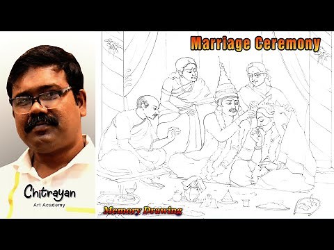 | Marriage Ceremony Drawing | Marriage Ceremony Drawing Step By Step | How To Draw Wedding Drawing |