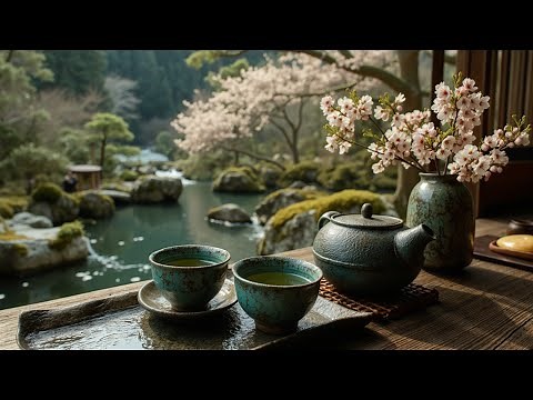 Peaceful Japanese Garden Ambiance Relaxing Classical Music and Cherry Blossoms Tea