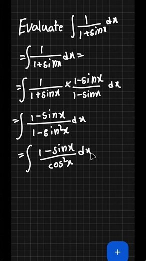 Evaluate ∫1/(1+sin x) dx | Cengage Integration 7.5 #Shorts #Maths