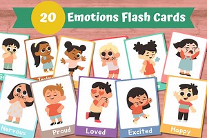 Emotion Flashcards | Feelings Flash Cards | Emotion Cards Toddler | Printable Emotion Cards for Kids | Montessori Materials | Emotions Chart - Etsy