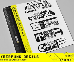ArtStation - 500  Cyberpunk Decals Megapack - Commercial license | Game Assets