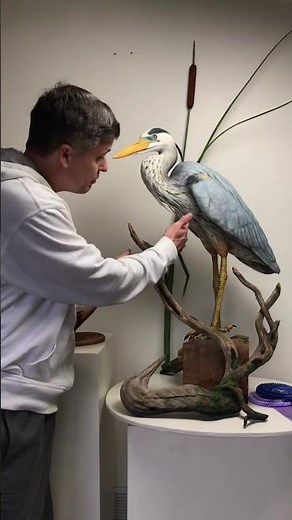 Heron Woodcarving and Sculpture Tip #wildlifeart