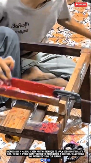Manual Screen Printing Process on Plastic Cups