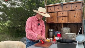 Chuckwagon style banana dessert baked in a Dutch oven