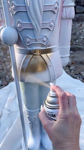 DIY Gold Nutcracker ✨ I saw gold nutcrackers of this size selling for almost $400. I had this one in my garage from a few years ago that only cost $60 so I simply spray painted it 🙌🏻 #diy #nutcracker #christmasdiy #holidaydiy #christmasdecor #holidaydecor #simplediy #viral #nutcrackers