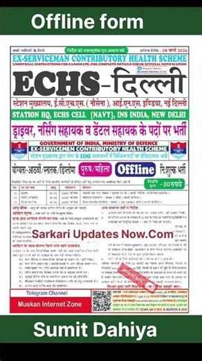 ECHS- Delhi Vacancy 2026 offline form #offlineform2025 #shortvideo #echs