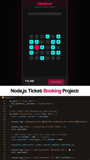 TechFocus | Tech creator🧑🏻‍💻 on Instagram: "Ticket Booking Project in Node.Js✅💻❤️ #techfocusss #coding #webdevelopment #webdeveloper #frontend #backend #javascript #nodejs #expressjs #api #server #restapi #tech #programming #ai #technology #tools #trending #viral #viralreels #reels #reelitfeelit #reelkarofeelkaro #reelsinstagram #contentcreator"