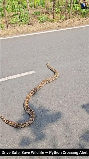 Drive Safe, Save Wildlife — Python Crossing Alert #snake #wildliferescue #wildlife