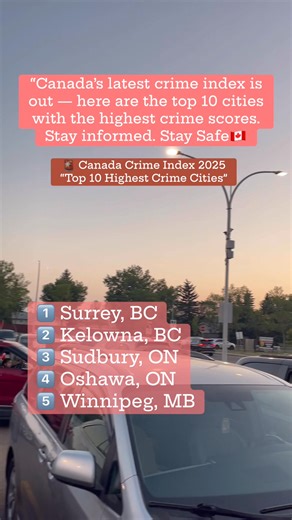2.3K views · 15 shares | “Canada’s latest crime index is out — here are the top 10 cities with the highest crime scores. Based on: Numbeo Crime Index it reflects people’s perceptions of crime and reported experiences, and can differ from police-reported data. #Canada2025 #CrimeIndex # #CanadianCities #top10 #numbeoCSI #safetyindex | Espiritu Garduque Jo-Anne | Facebook