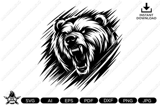 Angry Bear SVG: Wild Animal Clipart for Cricut (digital File) - Etsy