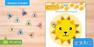 Lion Number Matching Puzzle - Let's Learn to Count
