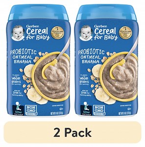(2 pack) Gerber Stage 2 Baby Food, Oatmeal Banana Cereal, Baby Oatmeal Cereal 8 oz