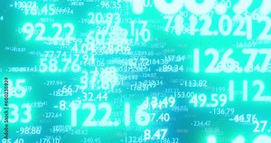 randomly changing numerical values in neon light, abstract technological background with numbers or digital code, looped 3d video