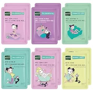 Face Masks Skincare Set for Girl,Moisturizing Collagen Facial Masks for Women Home Spa,Hyaluronic Acid Face Mask for All Skin Types,Day Night Facial Mask Hydrating,Deep Cleaning,Oil Contral(12Pack)