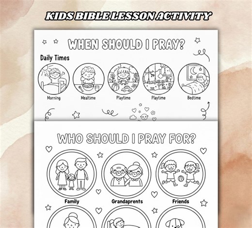 Kids Prayer Coloring Pages, Sunday School Activity (digital Download - Etsy