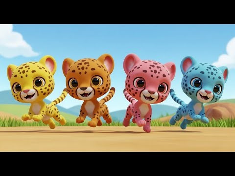 Five Little Cheetahs Run Run Run | Fast Animal Song & Counting Rhyme for Kids