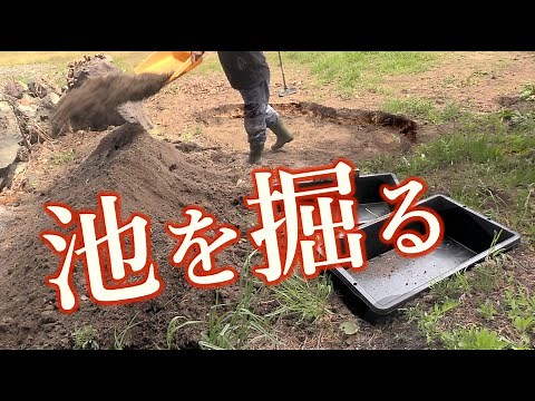 【池を作る】庭に池を掘る！（自然と一体化！ベース作り）【池作りpart1】