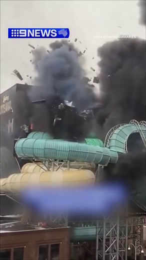 442K views · 310 reactions | A dramatic explosion has blown a waterslide apart in Sweden this morning. The Gothenburg park had been undergoing construction at the time of the incident, with 12 people now being treated for minor injuries and one person unaccounted for. #9News | 9 News | Facebook