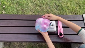 WOGOZAN Accessories Kit for Fujifilm Instax Mini 12 11 41 SE EVO 99 7+ Instant Camera with Universal Camera Bag, Mini Film Album, Border Stickers - Blue Pink Watercolor