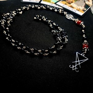 Lucifer Prayer Beads Necklace: Satanic Rosary, Pagan Meditation Beads, Witch's Ladder, Witchy Jewelry, Devotional Jewelry - Etsy