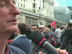 Billy Bragg at the G20 Protests in London