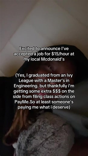 Class actions on PayMe & Mcdonalds is my current financial situation…#sidehustle #jobsearch #brokecollegestudent #classaction #jobmarket