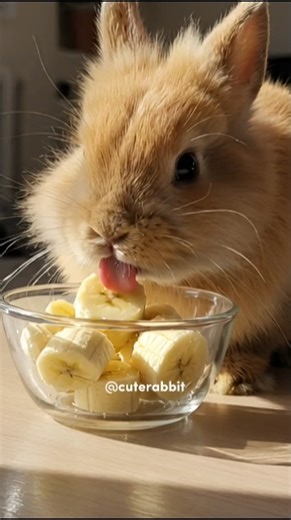 Cute Bunny Eating Banana 🍌 Fluffy Rabbit ASMR Snack #cuterabbit #rabbit #bunny #shorts #cute #banana