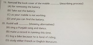 Remove the back cover of the mobile __ (describing process)(A)... | Filo