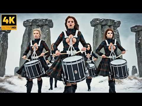 Epic Scottish Women with Bagpipes & Drums | Celtic Callanish Stones Parade