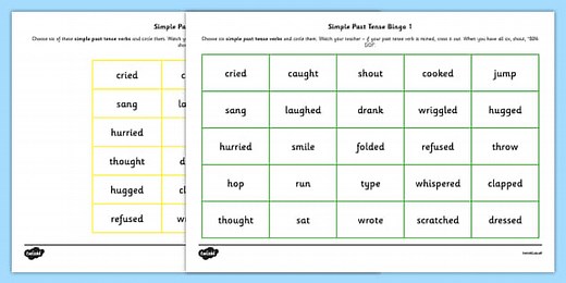 Simple Past Tense Bingo