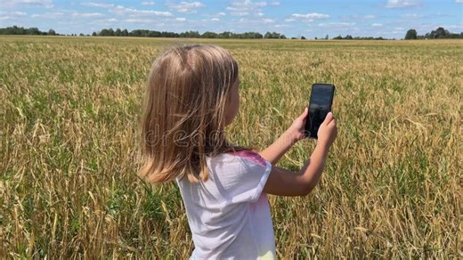 A Girl in a Field in the Summer Takes a Selfie. Oats Grow Around Stock Footage - Video of preadolescent, accessory: 450710412