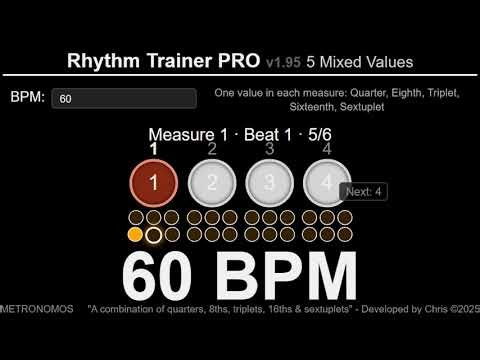 60 BPM_5 Mixed Values_One beat rest before new cycle begins