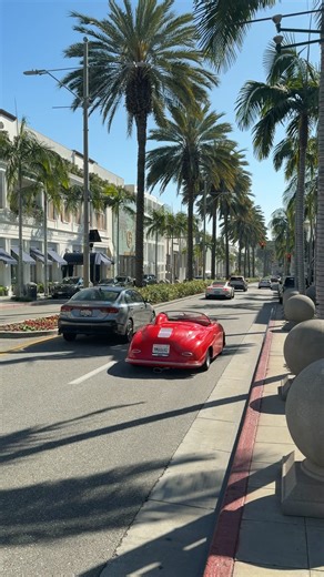 Zack Efron cruising Rodeo Drive in a red Porsche 356 Speedster is pure old-school Hollywood cool. This Porsche icon carries a current market value around $400k–$600k, depending on originality and restoration quality. The 356 Speedster is beloved for its lightweight build and minimalist design, making it one of the most collectible vintage Porsches ever made. Fun fact: many modern “Speedsters” pay homage to this exact silhouette that started Porsche’s U.S. obsession. #Porsche #356Speedster #Rodeo