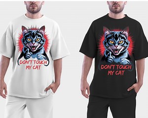 Funny Angry Cat T-shirt: Don't Touch My Cat Graphic Tee - Etsy