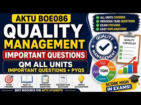Quality Management Important Questions AKTU BOE086 | QM All Units Important Questions + PYQs