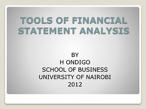 TOOLS OF FINANCIAL STATEMENT ANALYSIS - SlideServe
