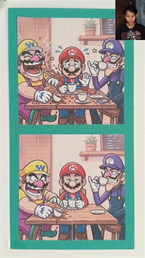 Wario x Mario x Waluigi! Casual dining at a cute cafe! #mario #wario #waluigi
