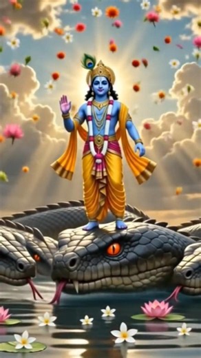 Sri Krishna vs 5-Headed Kaliya | Divine Battle in Yamuna 🦚 | Kaliya Daman Leela