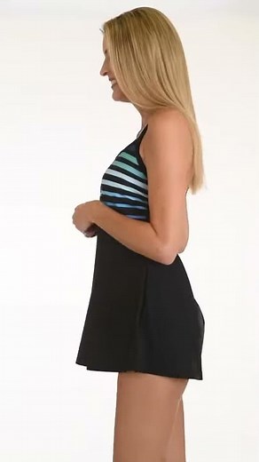 Maxine Women's Chlorine Resistant Tonal Gradient Stripe Swim Dress | SwimOutlet.com