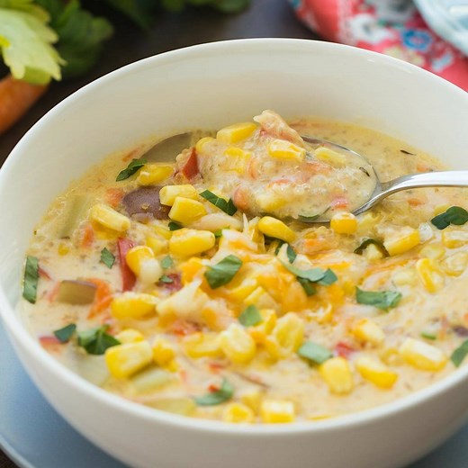 For that sweet summer corn! Quinoa Corn Chowder -- healthier but just as good :) RECIPE: http://www.thereciperebel.com/quinoa-corn-chowder/ | The Recipe Rebel