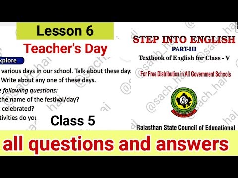 Lesson 6 Teacher's Day - RBSE class 5 English Step Into English k questions answer with explanation