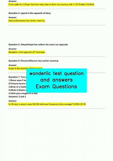 wonderlic test question and answers Exam Questions video